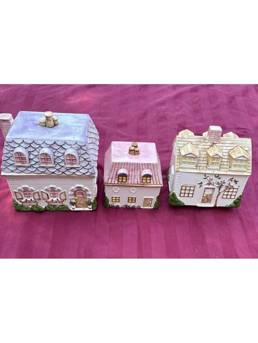 Vintage Sigma Tastesetter Cottage Canister Set 3 Lidded Japan Ceramic 🔥